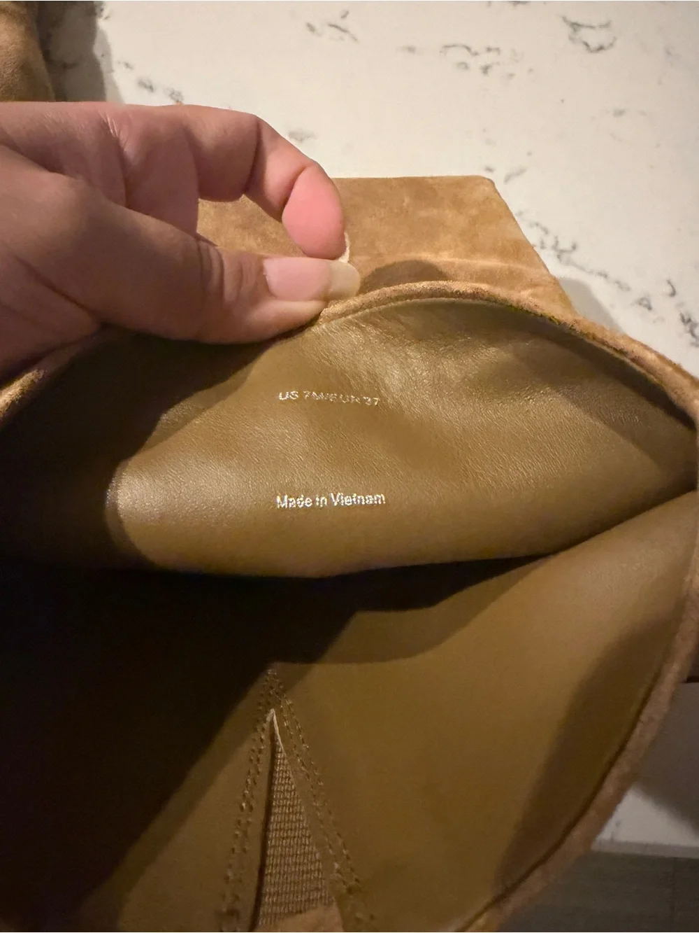 Vince Harlan Tall Suede Boot, Tan light brown Sahara modern minimalist trendy